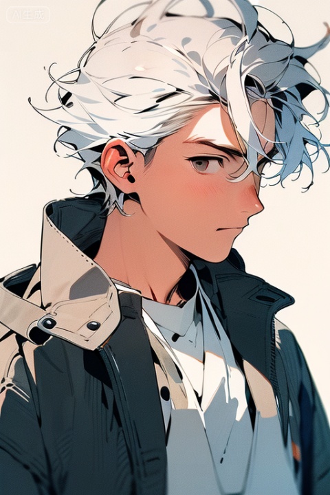 HD, 4k, ancient style general, long hair, white hair, ancient official uniform