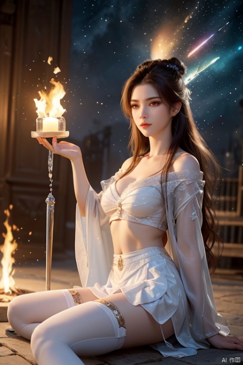  (Sitting:1.6),((Night, starry sky,clusters of stars,cities, lakes)),(Look up at the stars),(Meteor shower:1.4), ,(Look into the distance),(from side,profile,from below),((white shirt,black Tight microskirt,black thighhighs)),(full body),((model's body,model's legs)),((huge breasts:0.9)),(high heels),narrow waist,Bare thighs,(Perfect eye structure), Subject ,((detailed eyes)),(clear facial features),finely detailed eyes,nice body,finely detailed face,((finely quality eyes)),Perfect figure,Exquisite facial features,solo,(( Best quality )),(( masterpiece )),(( realistic )),( hyperrealism:1.2),(8K UHD :1.6),HDR,(8K wallpaper),(ultra detailed),(best quality),fractal art, lighting,((Highly detailed:1.4)),Professional,Trending on artstation,Vivid Colors,1girl,crystal,xiaoyemao,1Girl, (huge breasts:1.1), 8k, ((areola, (((genitals))), (((vagina))), (Lying on the ground and having a bonfire with a man's penis), torso flash, (((pubic hair))), (((labia))), (((Labia minora))), (((clitoris))), (((expose pubic hair))), (((expose clitoris))), Ice silk tulle))