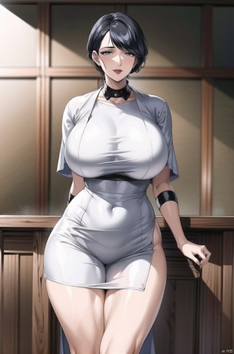  ((masterpiece)), (best quality)), 8k, high detailed, auto-detailed, A female doctor in a white gown, standing in a hospital room, with black short hair, slim figure, wearing black stockings, hands in pockets

A female doctor, (black short hair), slim figure, white gown, black stockings, standing, hands in pockets, hospital room