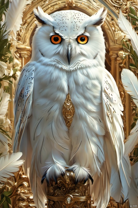 (best quality),(masterpiece),(highres),illustration,original,extremely detailed,rich-details,masterpiece,High quality,
White owl, Feather