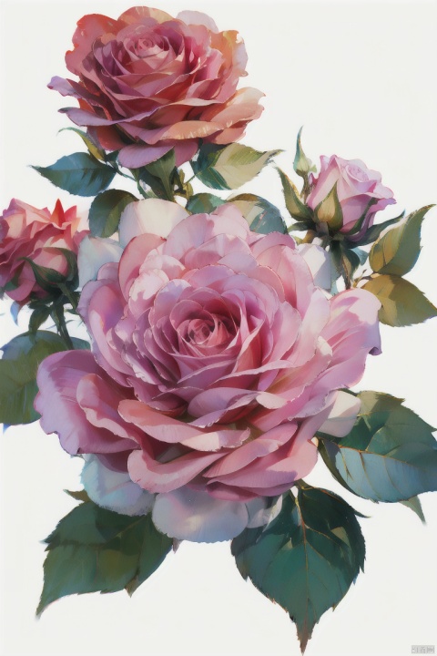  no_humans,1Colorful rose,focus_rose,Only rose,white_background, watercolor \(medium\), Sky Fantasy