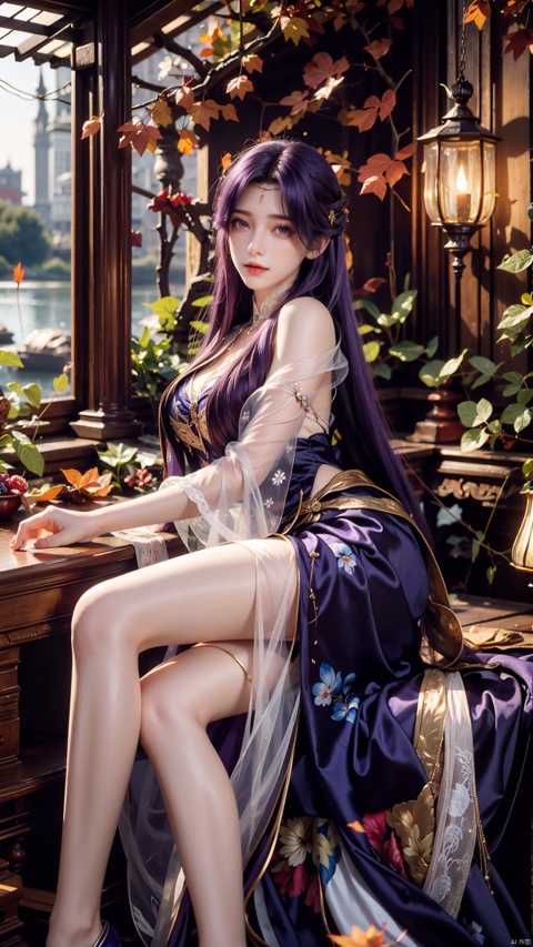  LSL, panoramic, ultra wide angle, dynamic pose, dynamic angle, any pose, (depth of field: 1.4), (solo, 1 girl, Purple hair,delicate skin, beautiful clothes, delicate girl,smile)
(Autumn, fallen leaves, lakes, reflections, stones, wildflowers)
(Hyperrealism, 16k, ultra clear)