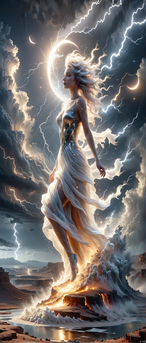 The Stuart Lippincott style, Philip McKay style, is glowing, with two-tone hair, glowing eyes, fog, mist, white, black, split theme, two-tone, moon, little girl, Red, solo, glow, (desert canyon: 1.5), Ordos Desert Grand Canyon, sandstorm, (tornado: 1.8), (flying sand: 1.8), sandstorm, Wind, hurricane, gloomy sky, abandoned mound, broken wall, old, winded, deserted.
, quero imagen ultra realista e em 4k "Imagine an epic, ultra-realistic scene in 4K: Deus desce do Monte Sinai em meio a uma tempestade impressionante. The mountain is covered in lightning and dark clouds as lightning lights up the sky. God is surrounded by a divine aura, with flowing white beards and eyes that radiate wisdom and power. Its majestic figure slowly descends towards the earth, com um manto que parece feito de estrelas cintilantes. As he descends, The surrounding landscape is bathed in a heavenly lightAnd the people below look on with reverence and admiration.", ananmo, BOSSTYLE, Arien view, tears, expressionless eyes, (photorealistic:1.4), cowboy shot, Surrealism, Futurism, god rays, Sony FE GM, Conceptual art, stereogram, UHD, masterpiece, ccurate, high details, high quality, highres, 16k,(big breasta:1.8), DCG, bailing_ice_sculpture, poakl christmas style, anhei, sea, bailing_darkness, lzgs, halloween style, shining, Architecture, 1girl,panorama, atmospheric perspective, wide shot, from below, (\shen ming shao nv\), HUBG_Beauty_Girl