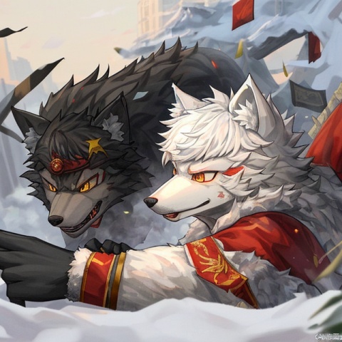 青年，furry，wolf，身体苗条，掀起上衣，白毛，双手插兜，in the city