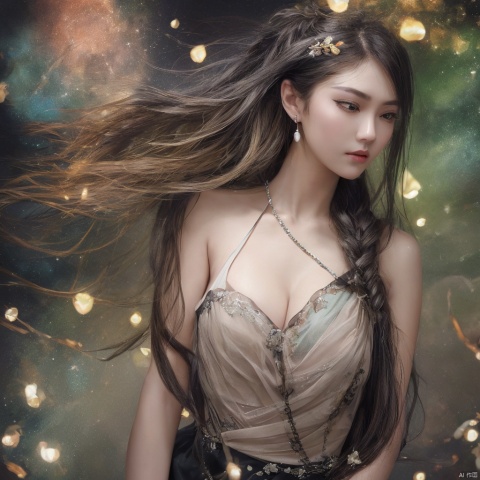  1girl, solo, long hair, simple background, black hair, dress, bare shoulders, brown eyes, braid, lips, single braid, arm support, black background, green dress, realistic,Han Chinese girls,jewelry, earrings,lips, makeup, portrait, eyeshadow, realistic, nose,{{best quality}}, {{masterpiece}}, {{ultra-detailed}}, {illustration}, {detailed light}, {an extremely delicate and beautiful}, a girl, {beautiful detailed eyes}, stars in the eyes, messy floating hair, colored inner hair, Starry sky adorns hair, depth of field, large breasts,cleavage,blurry, no humans, traditional media, gem, crystal, still life, Dance,movements, All the Colours of the Rainbow,zj,
simple background, shiny, blurry, no humans, depth of field, black background, gem, crystal, realistic, red gemstone, still life,