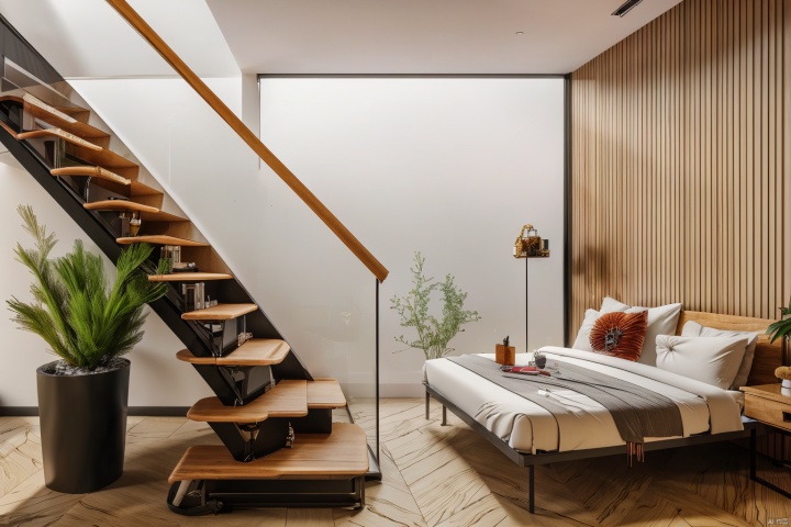  (masterpiece, best quality, highres,absurdres, detailed:1.2)
indoor,(steel stairs to other floor:1.2)
Windows, floor-to-ceiling Windows, greenery,a lot of plant.
winter,snowing outside,hearth
wooden floor and plant wall
front view,symmetry, 
, indoors, hj, backlight