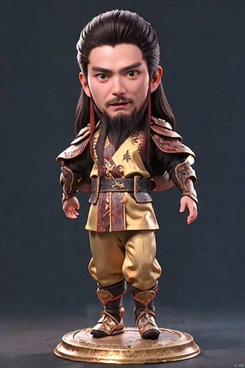  1boy 40years old long beard Chineseclothing,Background of ancient battlefields ray tracing Golden （Armor full body：3）  