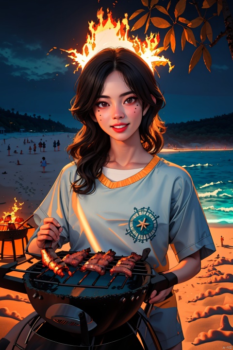  (8k,RAW photo,masterpiece:1.2),solo,(super realistic, photo-realistic:1.3),ultra-detailed,extremely detailed cg 8k wallpaper,hatching (texture),skin gloss,light persona,(crystalstexture skin:1.2),(extremely delicate and beautiful),
cooking,fire,fireplace,food standgrill,holding,mandarin orange,mole,multiple boys,multiple girls,open mouth,orange \(fruit\),orange theme,outdoors,pot,
smile,sparklersteam,brown hair,closedeyes,flame,food,stove,table,(((night, barbecue, beach, beach, cool clothes)))


, maolilan, mpaidui, mLD, (\MBTI\), (/qingning/), mtianmei