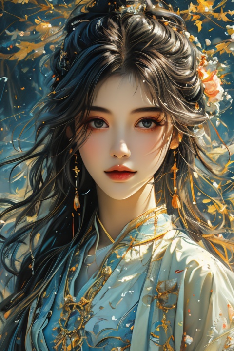 Subject:
At the center of the painting stands an elegant woman dressed in Qing Dynasty Han-style clothing. Her posture is graceful, her long hair lightly pinned up, adorned with delicate hair ornaments and jewels. Her face is delicate, her eyes filled with autumn waters, revealing a classical charm and profound emotions.

Environment:
The woman stands amidst a typical Qing Dynasty garden, surrounded by ancient pavilions, towers, and lush bamboo forests. In the distance, one can faintly see rolling mountains and misty clouds, creating a serene and profound atmosphere.

Style:
The overall style should embody a blend of classicism and elegance, highlighting the splendor and delicacy of Qing-era attire while capturing the freshness and natural beauty of the garden scenery. Colors should be primarily subdued, emphasizing the portrayal of details and texture.

Medium:
Utilize a medium with rich expressive capabilities like oil painting or watercolor to capture the intricate lighting changes and rich color layers.

Composition/Lighting Effects:
Compositionally, the rule of thirds or diagonal composition can be employed to highlight the subject and enhance the spatial feel of the painting. In terms of lighting effects, soft sidelight or backlight can be used to shape the woman's contours and the texture of her clothing, creating a dreamlike atmosphere.

Colors/Lights:
The lighting should primarily be warm-toned, fostering a cozy and serene ambiance. While maintaining an overall subdued palette, vibrant accent colors can be subtly incorporated to add vitality and dynamism to the scene.

Quality:
The image quality should reach a high resolution with fine detail, ensuring that every aspect is presented perfectly. Attention should be paid to the harmony and unity of the overall color scheme, making the painting visually impactful and artistically captivating., guoflinke, myinv, (/qingning/), babata, mtianmei