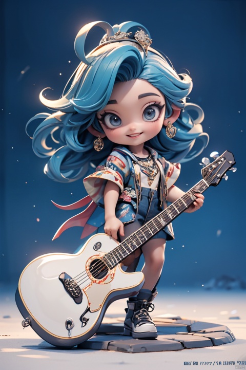  Masterpiece, highest quality, realistic, with extremely fine details and high resolution, 8K,
Hubg Haixiaoqiong, a girl with a smile, blue hair, hair accessories, rock music, guitar, (\MBTI\), mpaidui, maolilan, (\lang lang\)