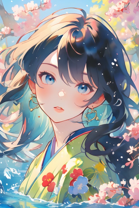  (Masterpiece:1.2), (high quality),(Pixiv:1.4),fansty world,(Delicate background),outdoor,water,floating,colorful world,kimono,beautiful face,1girl,anime,girl,Chinese style,watercolor, myinv, (\MBTI\), mpaidui, (\shen ming shao nv\)
