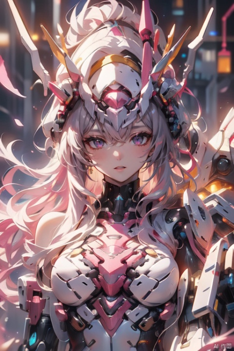  (((The cyber helmet covers the whole fac, Pink Mecha, (/qingning/), babata, myinv
