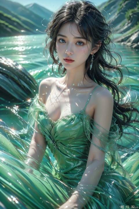  a girl,lvshui,green dress, babata, (\MBTI\), (\ji jian\)