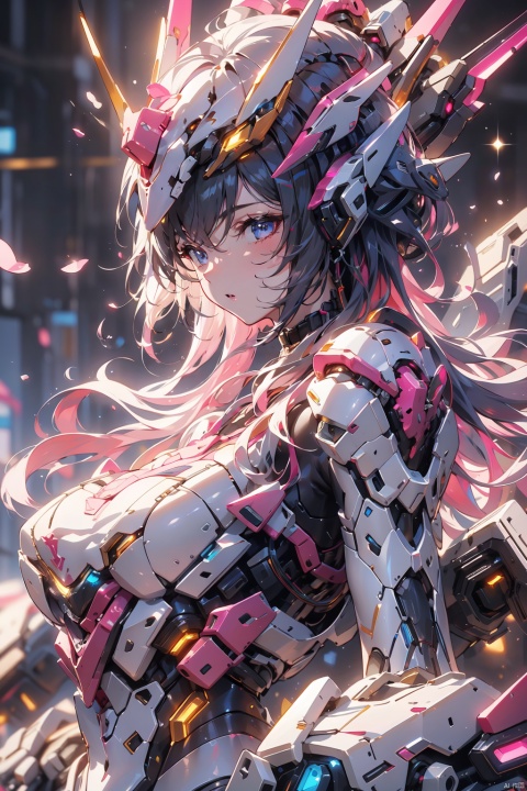  (((The cyber helmet covers the whole fac, Pink Mecha, (/qingning/), babata, myinv