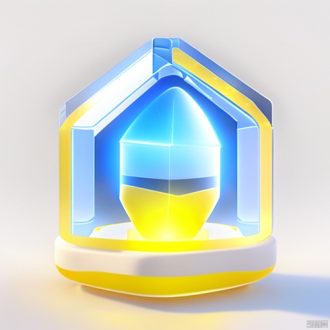 yellow | gold rocket icon,many details, octane render, transparent glass texture,frosted glass, transparent technology sense, industrial design, white background, studio lighting, sunshine, flat, minimal, crude-object, axisymmetric, blender, C4D, best quality, 4k