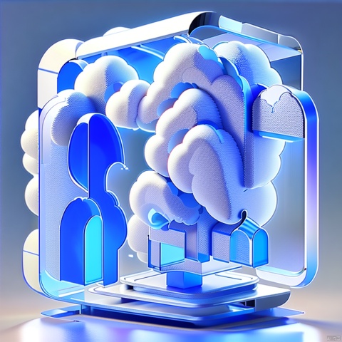 A cloud, icon, best quality, many details, transparent glass texture, frosted glass, transparent technology sense, whitebackground,图标,