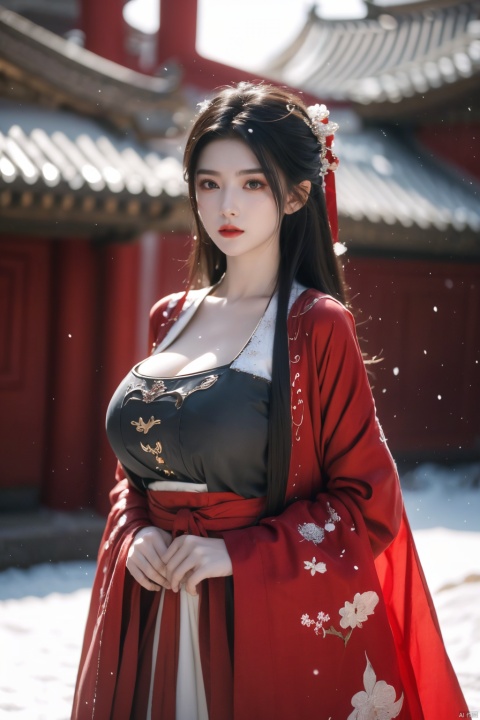  arien_hanfu,1girl,half,(Masterpiece:1.2), best quality, arien_hanfu, 1girl, (falling_snow:1.3), looking_at_viewer, , (big breasts:1.5), shuimo, chang