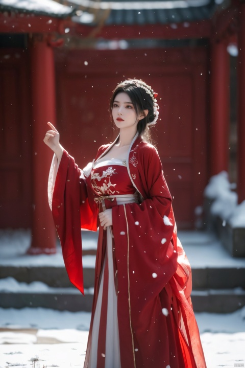  arien_hanfu,1girl,half,(Masterpiece:1.2), best quality, arien_hanfu, 1girl, (falling_snow:1.3), looking_at_viewer, , (big breasts:1.5), shuimo, chang