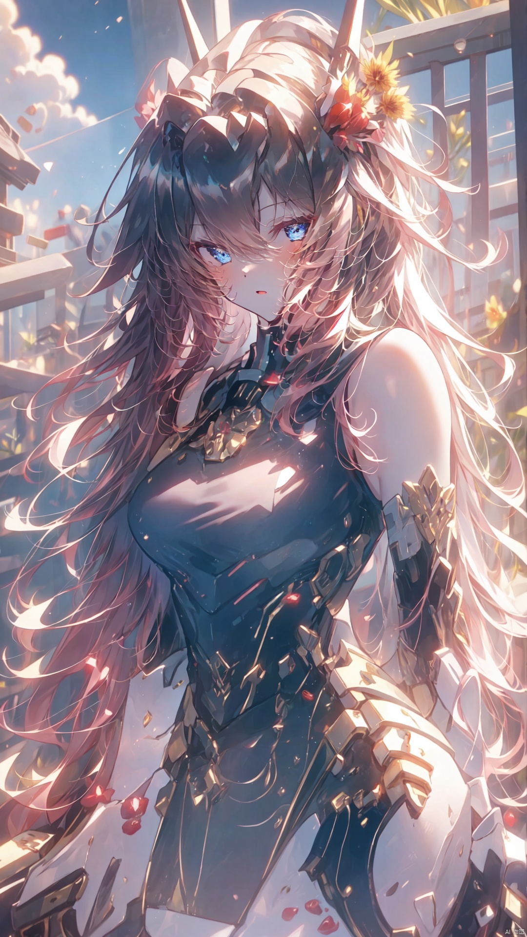  finely detail, Depth of field,(((masterpiece))),((extremely detailed CG unity 8k wallpaper)),best quality, high resolution illustration,Amazing,highres,intricate detail,(best illumination, best shadow, an extremely delicate and beautiful),
1girl, long_hair, barefoot, bare_legs, bare_shoulders, sleeveless,looking_at_viewer, coconut,Lilac eyes,Lovely face,open one's mouth,The color is reddish
(((Tyndall effect))),dappled sunlight,flower, sunflower, palm_tree,food,beach, fruit, potted_plant, day, cloud, ocean, lemon, outdoors, red_flower, sky, palm_leaf, flower_pot, Beautiful and detailed water,horizon, sand, Beautiful blue sky and white clouds, nahida \(genshin impact\), lumine \(genshin impact\), Pink Mecha,流光