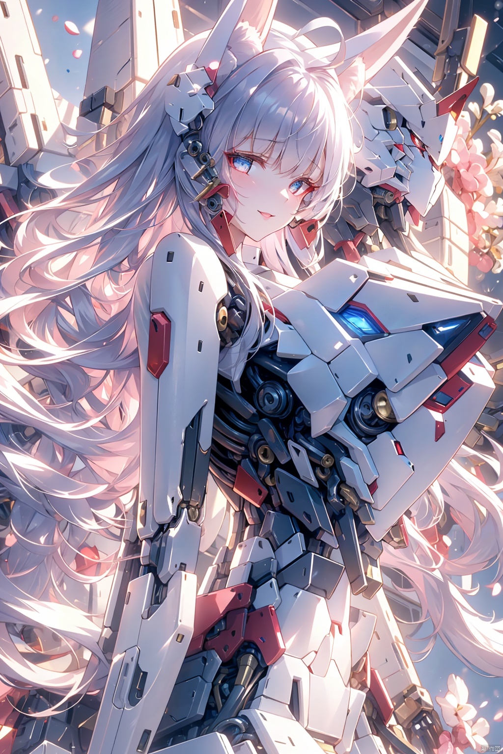  (original) , (very detailed wallpaper) , very detailed illustrations, (1 Girl) , beautiful eyes, (delicate face) , perfect detail,
((mechanical parts)), mechanical spine, mechanization, future, wide hips, laboratory, ((mecha)), stylish energy \(module\), repairing, smile
 (best lighting) , (super complex detail) , 4K Unity, (super detailed CG:1.2),(8K:1.2),lifelike,流光, eula (genshin impact), bachong, kamisato ayaka, Pink Mecha, AkagiV5