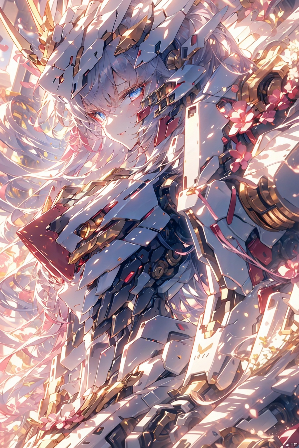  (original) , (very detailed wallpaper) , very detailed illustrations, (1 Girl) , beautiful eyes, (delicate face) , perfect detail,
((mechanical parts)), mechanical spine, mechanization, future, wide hips, laboratory, ((mecha)), stylish energy \(module\), repairing, smile
 (best lighting) , (super complex detail) , 4K Unity, (super detailed CG:1.2),(8K:1.2),lifelike,流光, eula (genshin impact), bachong, kamisato ayaka, Pink Mecha, AkagiV5