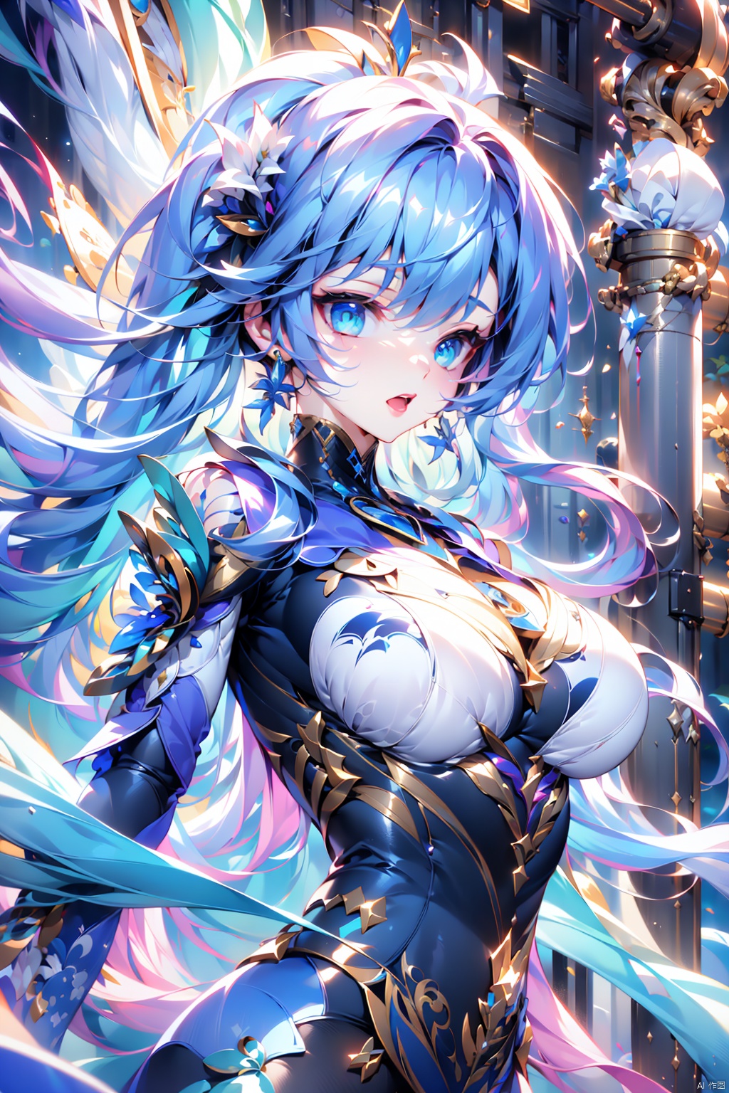  (original) , (very detailed wallpaper) , very detailed illustrations, (1 Girl) , beautiful eyes, (delicate face) , perfect detail,
((mechanical parts)), mechanical spine, mechanization, future, wide hips, laboratory, ((mecha)), stylish energy \(module\), repairing, smile
 (best lighting) , (super complex detail) , 4K Unity, (super detailed CG:1.2),(8K:1.2),lifelike,流光, eula (genshin impact), bachong, kamisato ayaka, Pink Mecha, AkagiV5, jiahe, backlight, 1girl