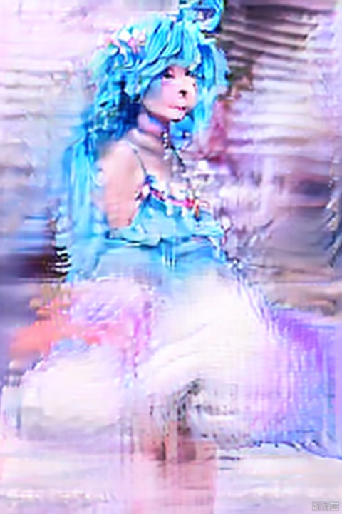 DUOLIYA,blue hair,dress,long hair,(ahoge:1.3),solo,bluedress,blueeyes,

