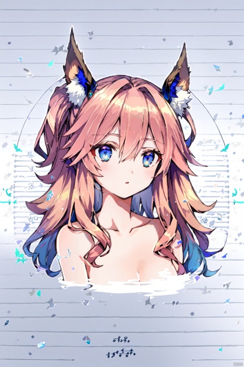 sakura, splash,Tamamo-no-Mae,Hatsune Miku, (((manuscript))), (((best quality))), floating, ((an extremely delicate and beautiful)),(upper body),(beautiful detailed eyes), ((disheveled hair)),gold hair,small breasts,  robot girl,haughty,future , robot girl,metal