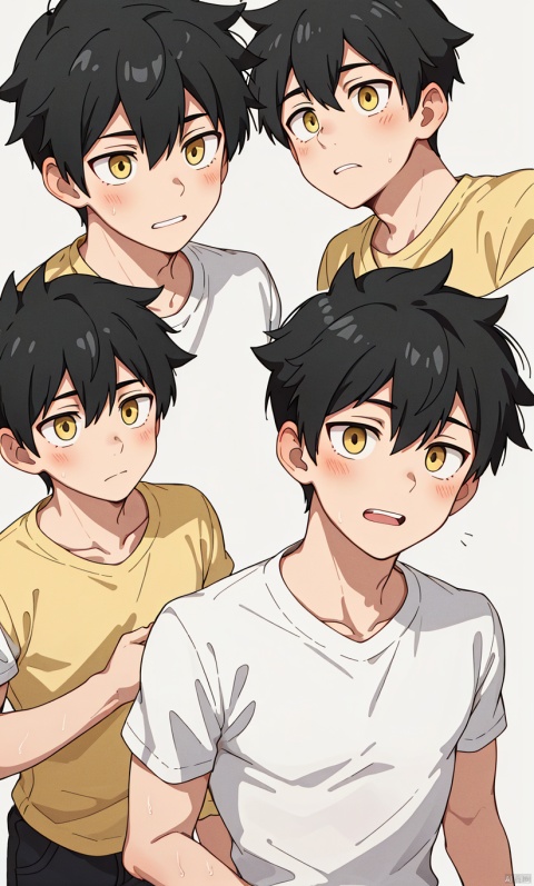  1boy,black hair,yellow eyes,