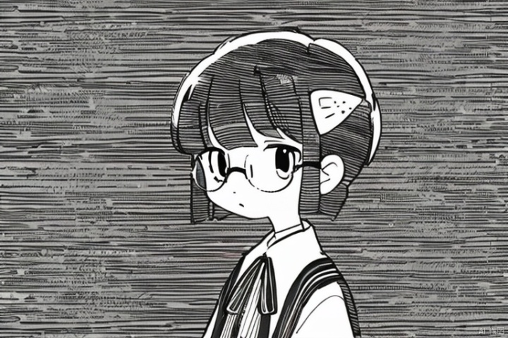 A little girl wearing glasses
bust avatar
black and white tones
Line drawing
Deco
Lots of
graphic elements