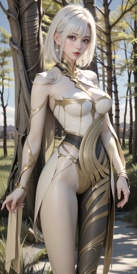  JING,1girl,solo,looking at viewer,white hair,armor,blue eyes,bangs,lips,bodysuit,boots,short hair,tree,yellow theme,scenery,outdoors,traditional media,autumn,nature,, (raw photo:1.2),((photorealistic:1.4))best quality,masterpiece,illustration,an extremely delicate and beautiful,extremely detailed,CG,unity,8k wallpaper,Amazing,finely detail,masterpiece,best quality,official art,extremely detailed CG unity 8k wallpaper,absurdres,incredibly absurdres,huge filesize,ultra-detailed,highres,extremely detailed,beautiful detailed girl,cinematic lighting,1girl,pale skin,tall female,(perfect body shape),skinny body,Slender legs, upper_body