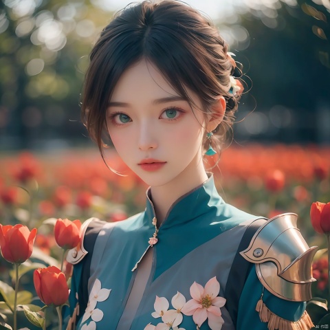  woman, flower dress, colorful, darl background,flower armor,green theme,exposure blend, medium shot, bokeh, (hdr:1.4), high contrast, (cinematic, teal and orange:0.85), (muted colors, dim colors, soothing tones:1.3), low saturation, tm