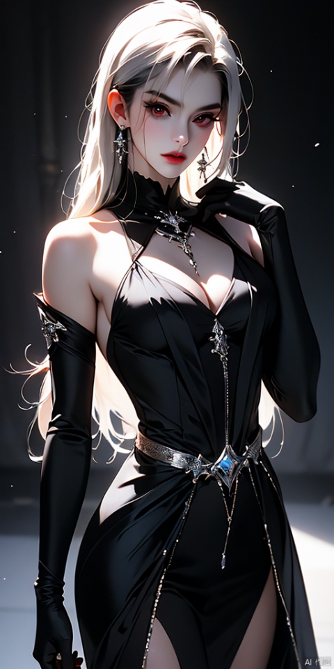  {very detailed light},{painting},{{very fine 8K CG wallpaper}}, (Premium, Best Quality, Art, Beauty and Aesthetics: 1.2), 1boy,long hair, solo, kula diamond, ice, red eyes,gloves, hand on hip, belt, lips,gothic