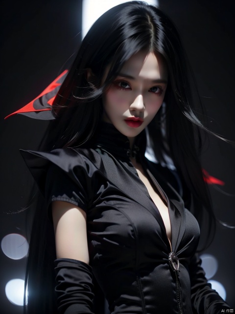 ((1girl)), solo, Gothic art, black background,dark persona,red_eyes,senketsu