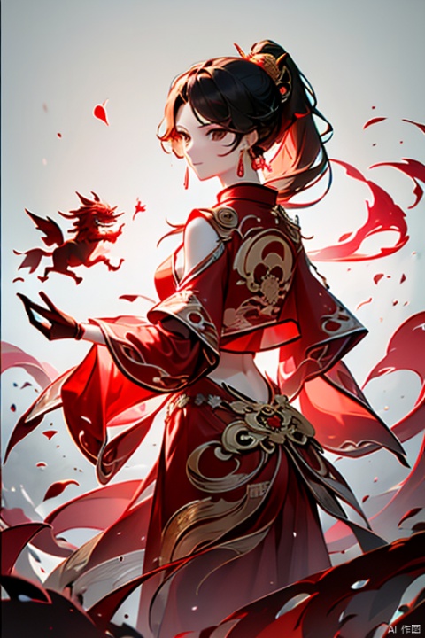  , (masterpiece:1.2), best quality,PIXIV,long hair, shoulder armor, black hair, gloves, hanfu, brown hair, white gloves, chinese clothes, looking at viewer, tassel, earrings, wide sleeves, jewelry, standing, long sleeves, pauldrons, closed mouth, ponytail, dragon, brown eyes, bangs, cape,Chinese girl,traditional Chinese, qiuyinong,midjourney portrait, backlight, colors, Hanfu, fire, HUBG_Rococo_Style(loanword), long, dunhuang,burning, midjourney portrait, qilin, DUNHUANG_CLOTHS, dunhuang_cloths, dofas, hanfu2, (\long yun heng tong\), wuxia,wunv,三国杀,jewelry, lmw,spark, 1girl, daoshi, yue , hair ornament , hanfu, red and gold dress, shufa background,navel, landscape, Chinese style, girl, longnv, loong, Shifengji, FanSe, orgdress, lace up socks, monster, tianqiji, 2D conceptual design, feet, dress,red dress,blue dress, (\shen ming shao nv\), Landscape painting, solo, black bra, yifu
