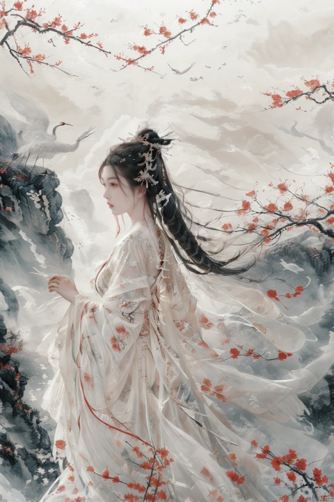 青花瓷、中国风、龙的元素、异国少女