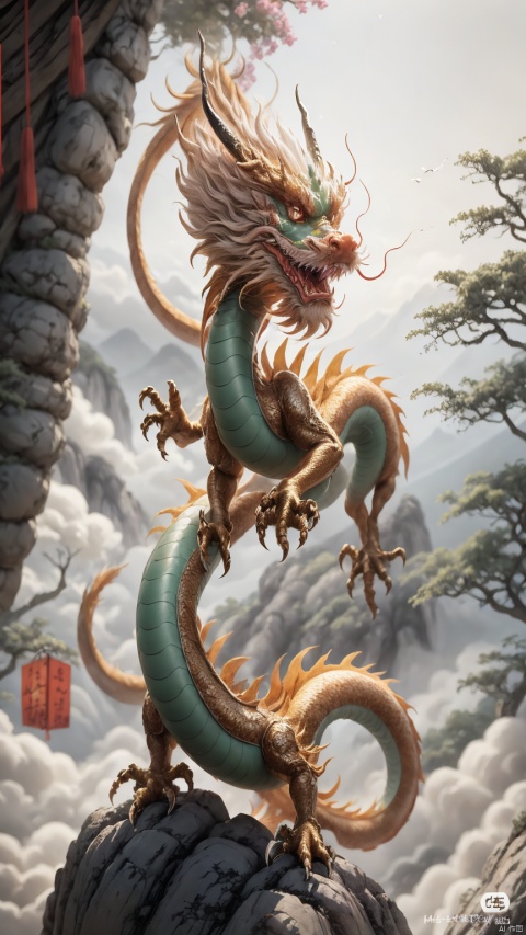 cartoon chinese dragon illustration from the 'happy lucky chinese new year' project, in the style of kawaii aesthetic, light crimson and light bronze, #vfxfriday, anime-inspired character designs, precisionist art, colorful storytelling, fawncore