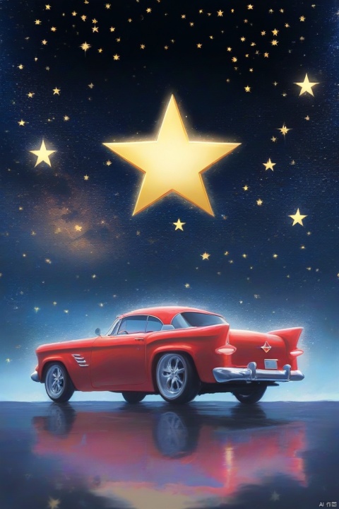 car  is  cool  and back  and have star, Illustration