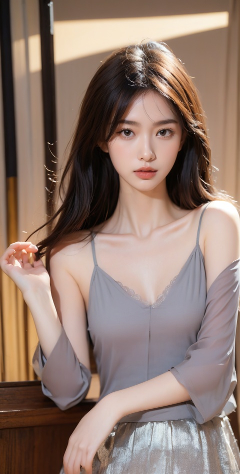  (masterpiece, best quality:1.4),finely detailed,1girl,solo,fair_skin,depth of field,blurred background,shallow smile,Black hair,straight hair,long hair,Thin,21 years old,Advanced,lipstick,black hair,straight_hair,medium breasts,collarbonea,slender,tight,lace,standing,incredibly absurdres,photo,white clothes,Cinematic Lighting,Tyndall effect,On the highway,full body,Barefoot, Hourglass body shape