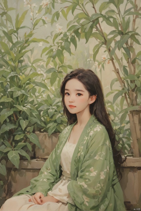  portrait of a beautiful 21yo girl, she is Enjoying the Spring Greenery, fantasy theme, (\ji jian\), (\shen ming shao nv\), liuyifei