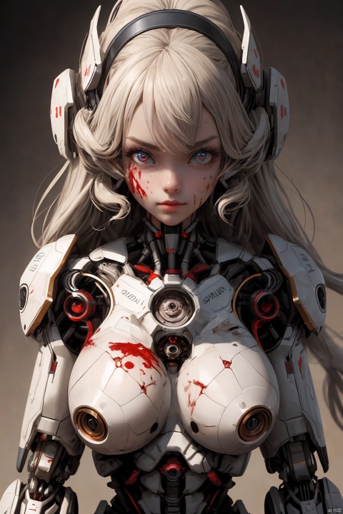 Doomsday world, mechanical style, a girl with a mechanical body,Big eyes, delicate face， clear and visible blood vessels, fine parts, a lot of details, ultra-high definition, high quality, masterpiece