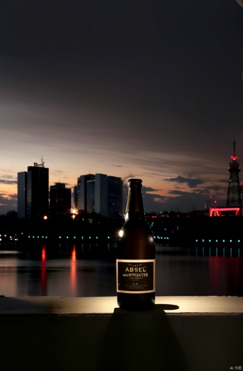  masterpiece,best quality,absurdres,cityscape,night,dark,bottle,outdoors,glowing