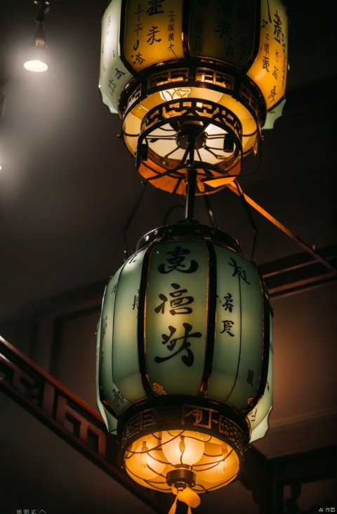  masterpiece,best quality,absurdres,cityscape,night,dark,lantern,chinese text,