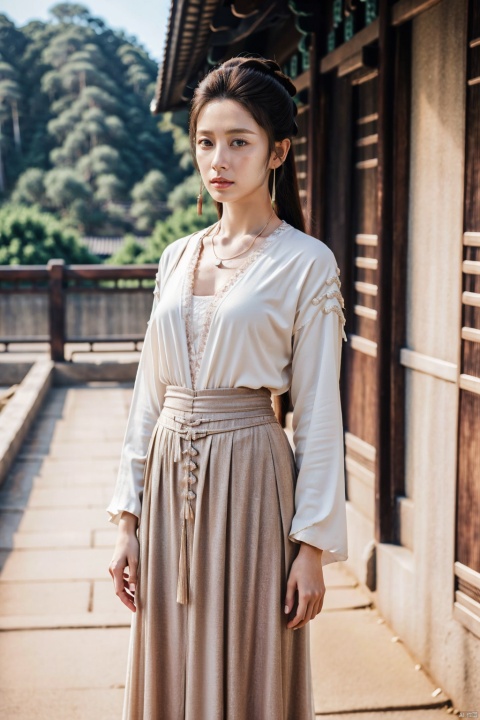 1girl,fullbody,longhair,necklace,earrings,braid,BarrenHills):1.2,Betweenmountainsandrivers,(Wuxia:1.5),(Xia Ke Feng:1.5),(Hanfu Skirt:1.4),Hanfu Ru Skirt,Real Face: 1.4 ,Real ambient light,Realbackground,,DelicateComposition,nature,cinematiclighting,pendant,blush,femaleXiastyle,long hair, white robe, holding a long sword, firm eyes, background landscape, ancient city wall, leaping posture, sunset, arrogant among the crowd expression, independence,,sword behind back,(Nude Pussy:1.4), Asian girl, poakl ggll girl, ((poakl))
