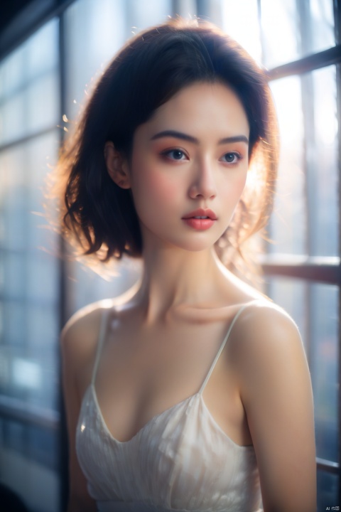 Photography, enchanting lady, beauty, exquisite, charming, captivating eyes, classic Hong Kong style, flawless, silky skin, charming, alluring face, unique shooting setting, long exposure photography.