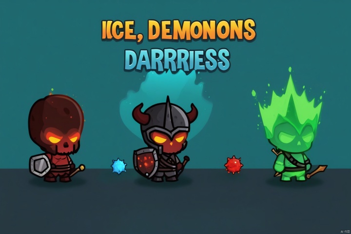  Poster, 2d GAME character, masterpiece, title: "GAME", Ice Demonsof Darkness,virus



