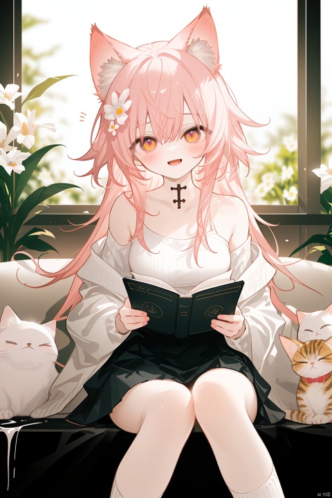  Character Features:

1girl, solo, long hair, breasts, blurry_background, blush, smile,1girl,skinny,fair_skin,Pink hair,collarbonea,bare shoulders,chest,navel,taut_shirt,lace-trimmed_skirt,socks,animal ear fluff, cross, holding flower,church,
Color Suggestions:

Use soft, warm tones like pink, beige, or light purple to create a warm ambiance for the character.

Apply light color contrasts and layers in clothing and background, such as pale blue or off-white, to highlight the figure.

The light and shadow should be soft and natural, simulating natural light to achieve a warm and inviting effect.

Background Suggestions:

Keep it simple, blurry background, using light-toned, undisturbed backgrounds or natural elements like distant hills or gently fluttering curtains to complement the character's tranquility and softness.

Consider adding a few faint flowers or delicate plant details to enhance the harmony between the character and her environment.


Posture and Movement:



Relaxed and natural posture, either sitting or standing, with gentle movements such as lightly touching a flower, playing with a cat, or quietly reading a book.

Ensure smooth and graceful hand lines to convey the character's gentleness and delicacy.


I hope these suggestions inspire you as you create your gentle female character. Remember to relax and enjoy the process, infusing the character with your own emotions and stories., nai3