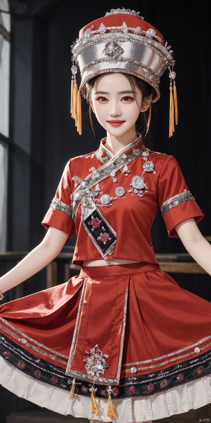  (Good structure), DSLR Quality,Depth of field ,looking_at_viewer,Dynamic pose, , kind smile,1girl ,
zhuangzu, 1girl, solo, hat, skirt hold, chef hat, curtsey, jewelry, dress, bracelet, liuyifei