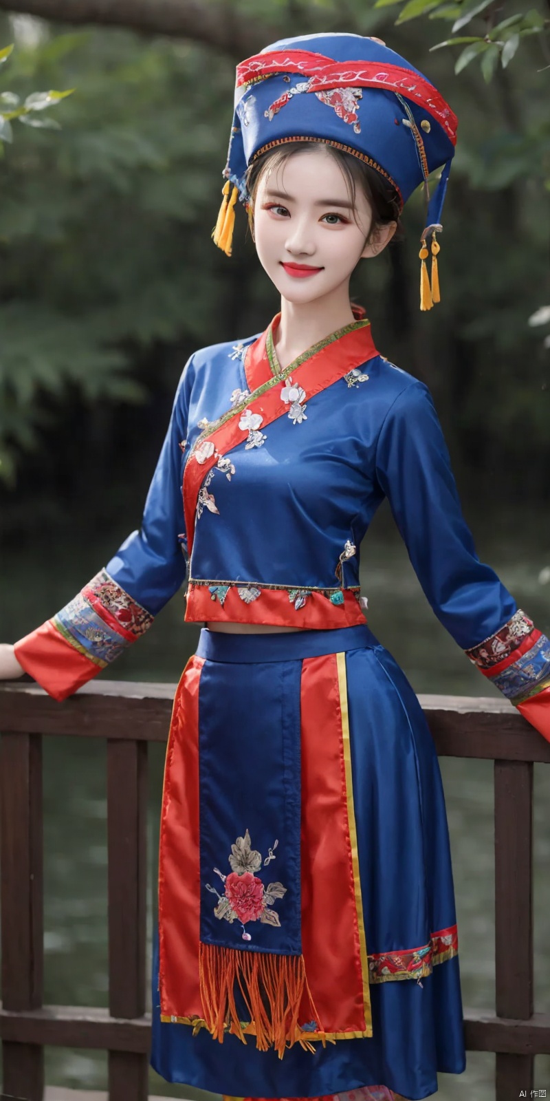  (Good structure), DSLR Quality,Depth of field ,looking_at_viewer,Dynamic pose, , kind smile,1girl ,
huangzu, 1girl, solo, traditional clothes, hat, standing, long sleeves, skirt, liuyifei
