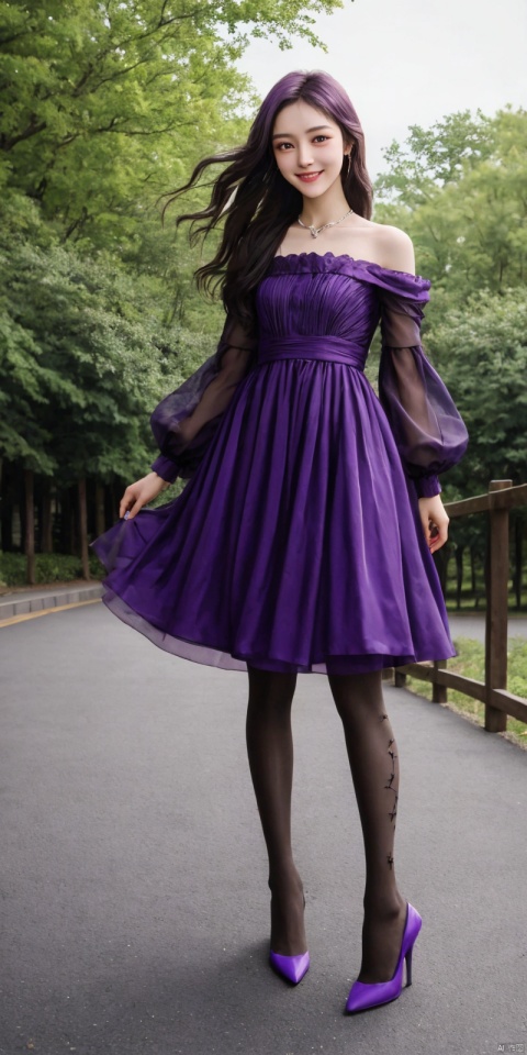  Cowboy lens, (good structure), SLR quality, depth of field, friendly smile, looking at viewer, dynamic posture, 1 girl asymmetrical sleeves, purple hair, long hair, solo, dress, hair accessories, weapons, purple dress, bare legs, short sword, cowboy lens,
Movies, natural light, solo, 1Girl, wind, full body, standing, outdoor, flowing hair, friendly smile, photography posture, dynamic posture, looking at the audience, excellent skin texture, deep gaze, cheerful atmosphere, eye-catching resin jewelry style, matte photos, minimalist beauty, meticulous line accuracy, high resolution, 8K, flower language, 1Girr, thighhighs, high heels, BY MOONCRYPTOWOW, Detail, black pantyhose, ,shengcaier, blackpantyhose